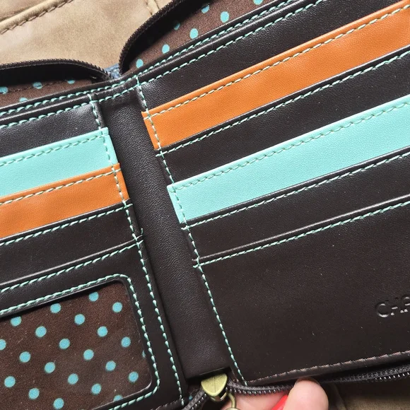 Blue and Brown Leather Wristlet with Horse Design - Picture 4 of 5